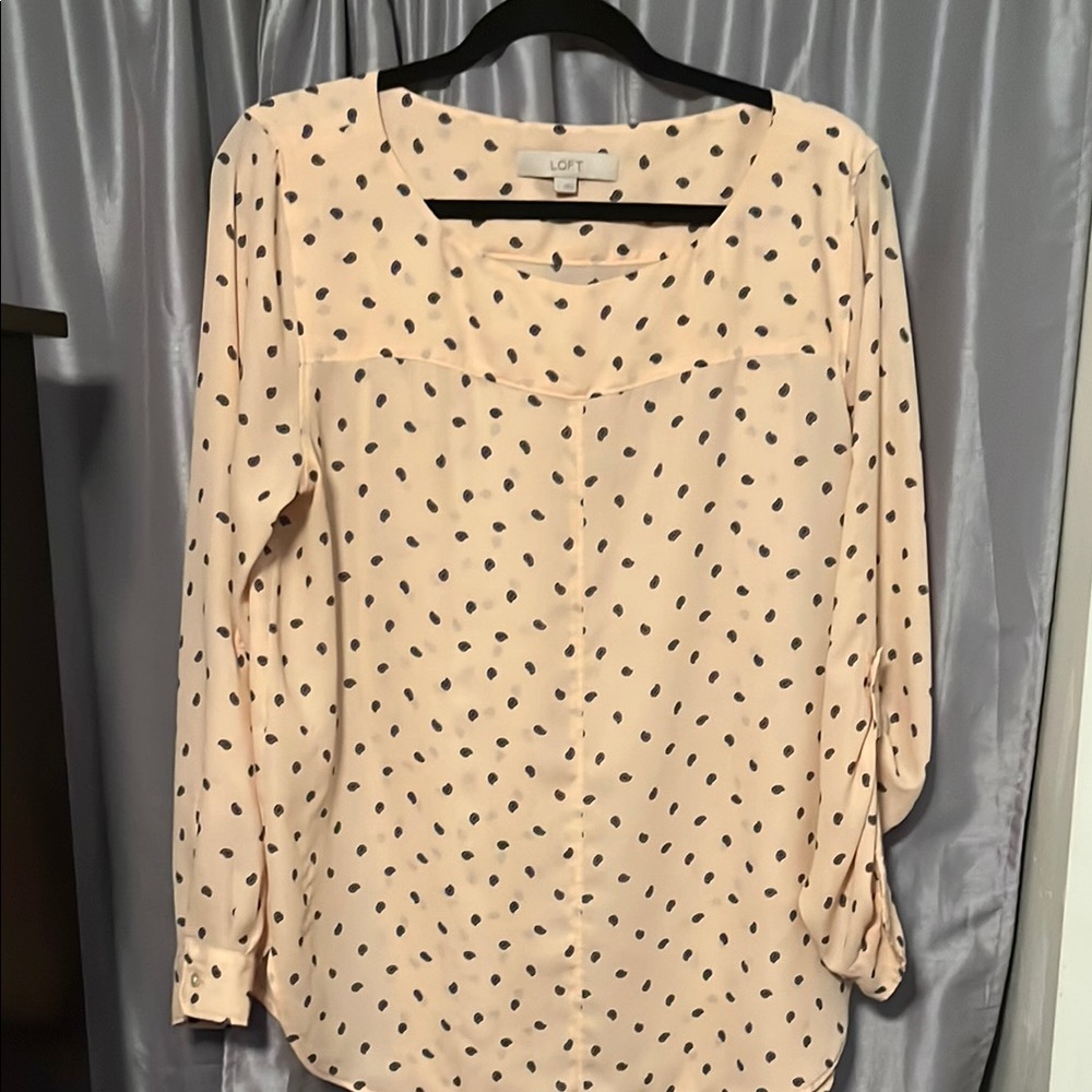 LOFT Cream Buttoned Blouse with Peter Pan Collar